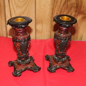 Black and Red Resin Candle Holders